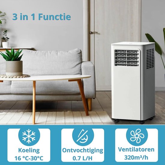 UFTA Mobiele Airconditioner - Draagbare Luchtkoeler - Aircooler - 3-in-1 Ventilatoren - 2,05 kW - 7000 BTU - (18 ㎡ ) - Wit