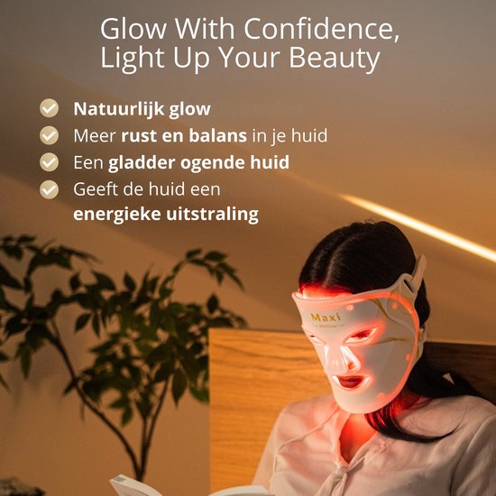 Maxi Meilleur® led masker lichttherapie - Nova series Red Light Therapy - Led Face mask white - huidverjongingsapparaat gezicht - rood licht therapie - infraroodtherapie - collageen masker - LED Gezichtsmasker