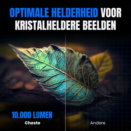 Chesto Beamer FULL HD (4K-Ondersteuning) - 12.000 lumen - Streamen vanaf je telefoon met wifi - Inclusief draagtas