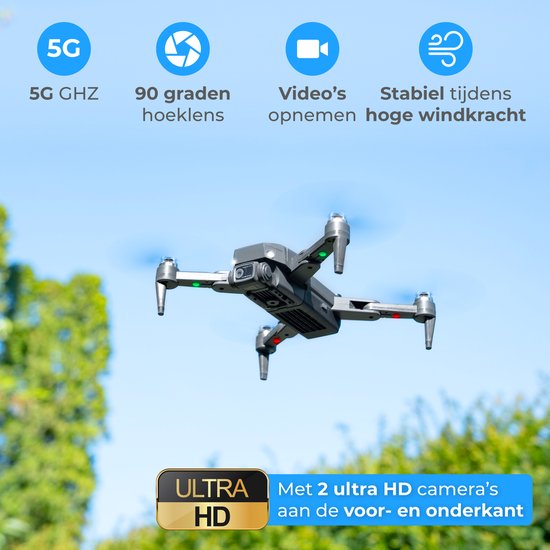 Nuvance - Drone met Camera en GPS - 1080p Mini Camera - voor Buiten en Binnen - inclusief Opbergtas en 2 Accu's - Mini Drone - Drone voor Kinderen en Volwassenen - Drones
