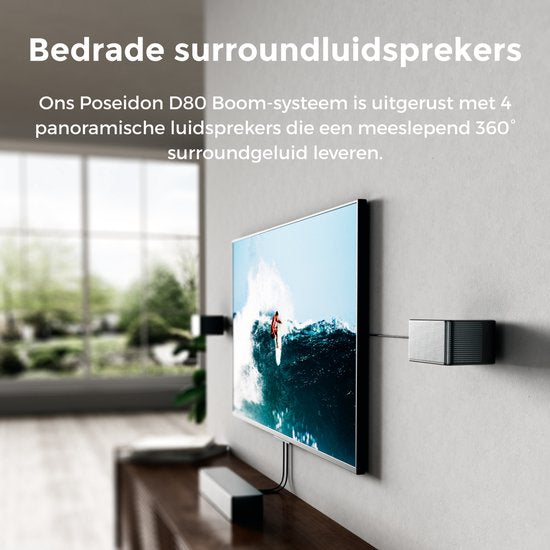 ULTIMEA Poseidon D80 Boom - 7.1 Soundbar voor tv - met Dolby Atmos Soundbar - Draadloze Subwoofer & 4 Surround Speakers - Zwart
