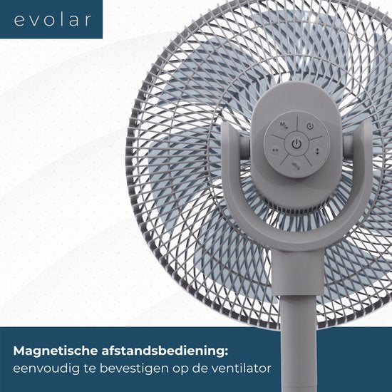 Evolar Smart Ventilator Staand - 36W - Incl. Accu - Statiefventilator - Ambient Light - WiFi - App & Afstandsbediening - EVO-SF36GW