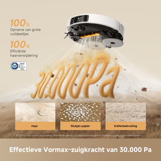 Dreame Robotstofzuiger L50s Pro Ultra - Robotstofzuiger met dweilfunctie - Automatisch Leegstation - 30.000 Pa zuigkracht - Geschikt voor huisdierharen - DryBoard - Wit
