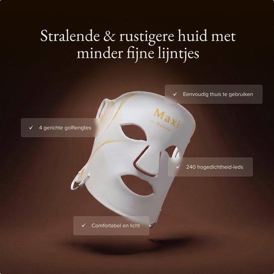 Maxi Meilleur® led masker lichttherapie - Nova series Red Light Therapy - Led Face mask white - huidverjongingsapparaat gezicht - rood licht therapie - infraroodtherapie - collageen masker - LED Gezichtsmasker