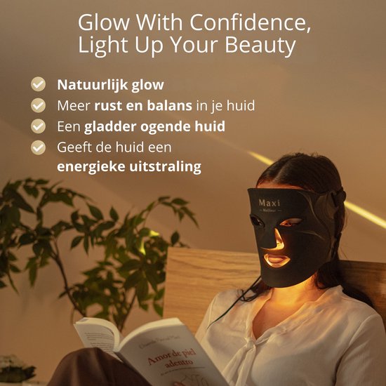 Maxi Meilleur® Nova series - Rood & Nabij infrarood - led gezichtsmasker lichttherapie - Anti-aging LED masker met rood licht therapie - Led Face mask - infrarood masker - led masker lichttherapie LED Masker zwart - Red Light therapy mask