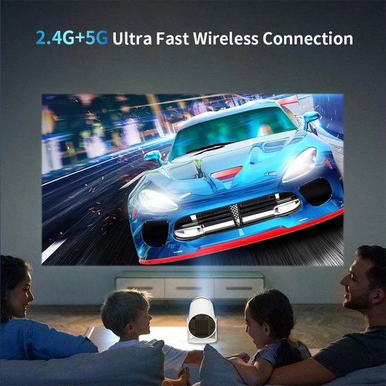 Ultieme Draagbare WiFi 6 Mini Beamer - 200 ANSI Lumen - Projector Streamen - BT 5.0 - Android - Home Cinema