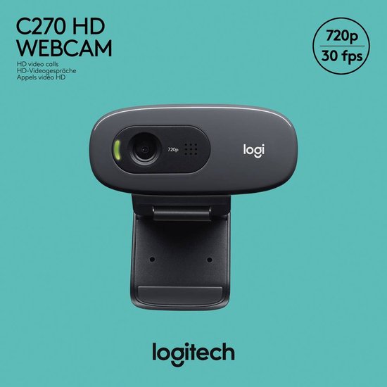 Logitech C270 - 720p HD Webcam - 3MP - Grijs