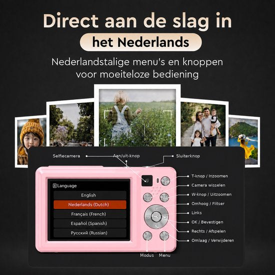 K&L Digitale Camera - 4K Ultra HD & 64MP - 64GB - Fotocamera - Inc. Selfiecamera - Vlog Camera voor Kinderen en Volwassenen - Compact Camera - Foto & Video - Dual Lens - 16x Zoom