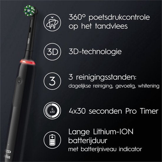 ORAL-B Pro3 3000 Cross Action - Elektrische Tandenborstel - 2 opzetborstels