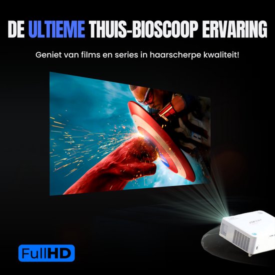 Chesto Beamer FULL HD (4K-Ondersteuning) - 12.000 lumen - Streamen vanaf je telefoon met wifi - Inclusief draagtas