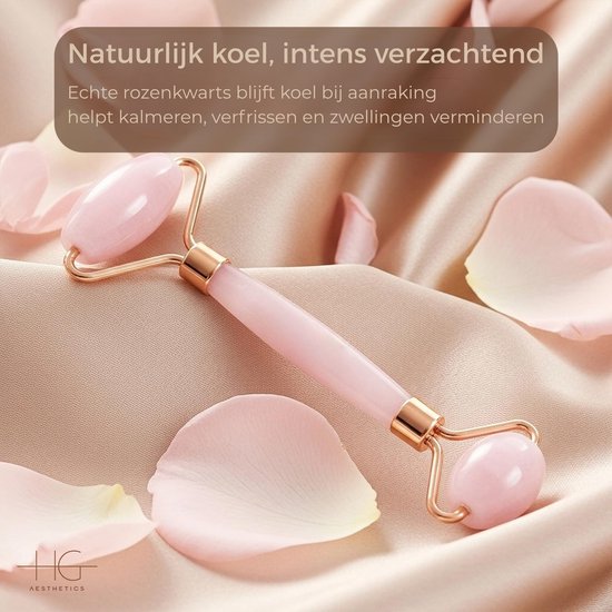 HG Aesthetics Jade Roller met Gua Sha Steen - Gezichtsroller - Face Roller voor Gezichtsmassage & Huidverzorging - 100% Natuurlijke Jade - Anti-Aging & Rimpelvermindering - Ontspanning & Doorbloeding - Roze - cadeautje vrouw -Perfect Moederdag cadeau
