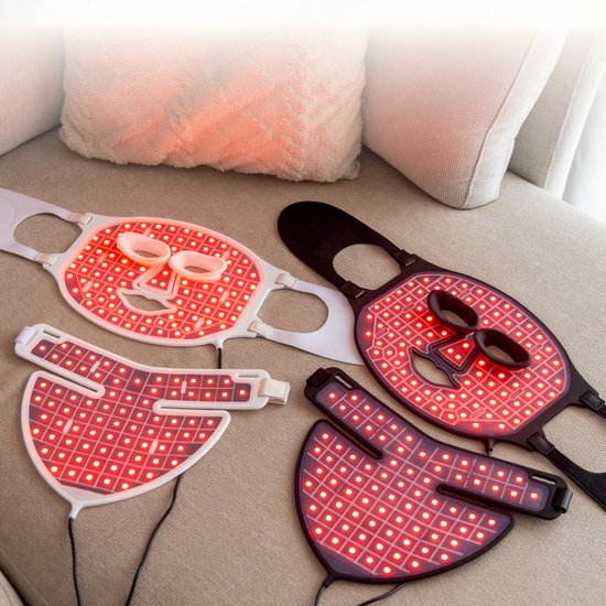 Maxi Meilleur® Pro Series full set - led masker & decolleté lichttherapie – uw verbeterde anti aging routine met lichttechnologie - Red Light Therapy (rood & infrarood licht) - LED Gezichtsmasker & Decolleté Black