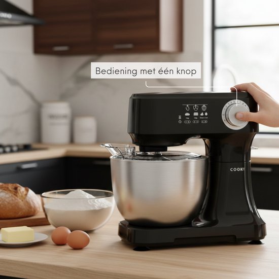 Keukenmachine - Keukenrobot - Foodprocessor met 12 Standen - Keukenmixer met RVS kom - Drie Opzetstukken - 3.5L - COOK-IT