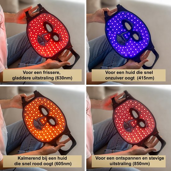 Maxi Meilleur® Pro Series full set - led masker & decolleté lichttherapie – uw verbeterde anti aging routine met lichttechnologie - Red Light Therapy (rood & infrarood licht) - LED Gezichtsmasker & Decolleté Black