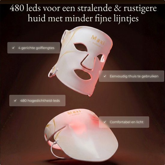 Maxi Meilleur® Nova Series Full Set - Red Light Therapy - Led Face mask white - huidverjongingsapparaat gezicht - rood licht therapie - infraroodtherapie - collageen masker - LED Gezichtsmasker voor gezicht, hals & borst