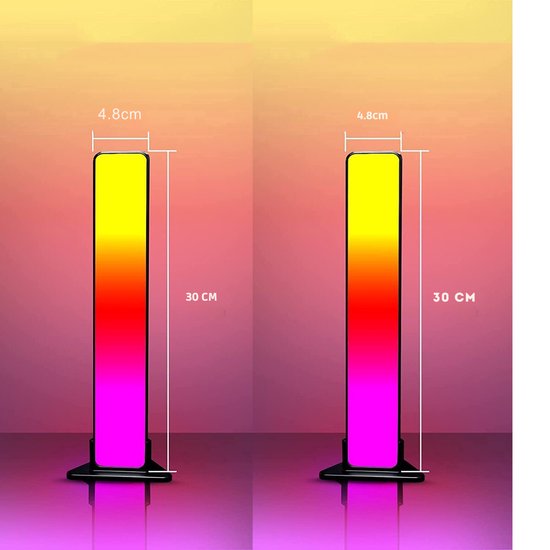 Lichtendirect - Smart Light Bar – RGB LED -Tafellamp- sfeerlamp – 2 stuks - TV verlichting – App & afstandsbediening – USB- Bureaulamp