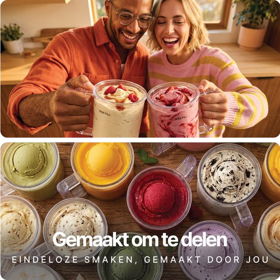 Seeger MultiCream - 10-in-1 IJsmachine- Inclusief 3 EasyCups met Deksels - Voor Roomijs, Milkshake, Smoothie Bowl, Slush en meer - BPA-vrij - Zwart