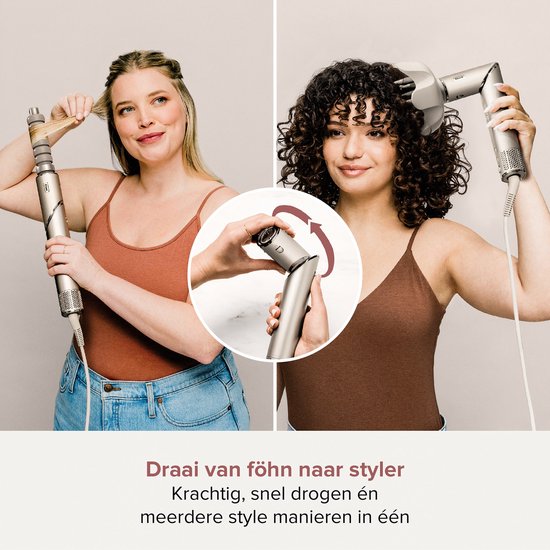 Shark FlexStyle 5-in-1 Multistyler en Föhn met Platte Borstel, Ovale Borstel, Auto-Krullers, Diffuser, Concentrator en Opbergkoffer - 2025 model - Stone - HD446SLEU