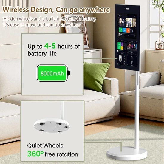 Innovastore Smart TV - Verrijdbare monitor - TV - Monitor - Android TV - Touchscreen - LED-tv - WIFI - Bluetooth - 21 inch