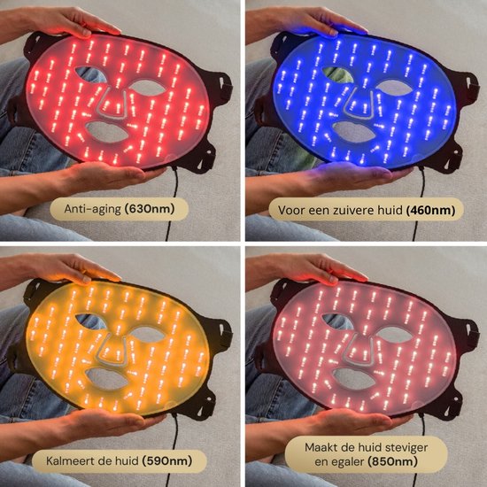 Maxi Meilleur® Nova series - Rood & Nabij infrarood - led gezichtsmasker lichttherapie - Anti-aging LED masker met rood licht therapie - Led Face mask - infrarood masker - led masker lichttherapie LED Masker zwart - Red Light therapy mask