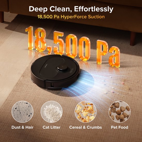 Roborock Qrevo S Pro Set-Robotstofzuiger–Alles-in-één multifunctioneel dockingstation–18500 Pa zuigkracht–Antiklitsysteem-Reactive Tech Obstakelvermijding-Intensieve tapijtreiniging 10 mm Dweilverhoging–Twee roterende dweilpads–Roborock app controle