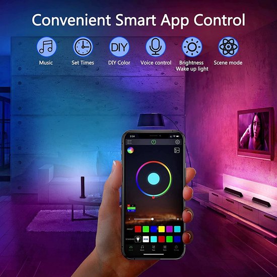 Lichtendirect - Smart Light Bar – RGB LED -Tafellamp- sfeerlamp – 2 stuks - TV verlichting – App & afstandsbediening – USB- Bureaulamp