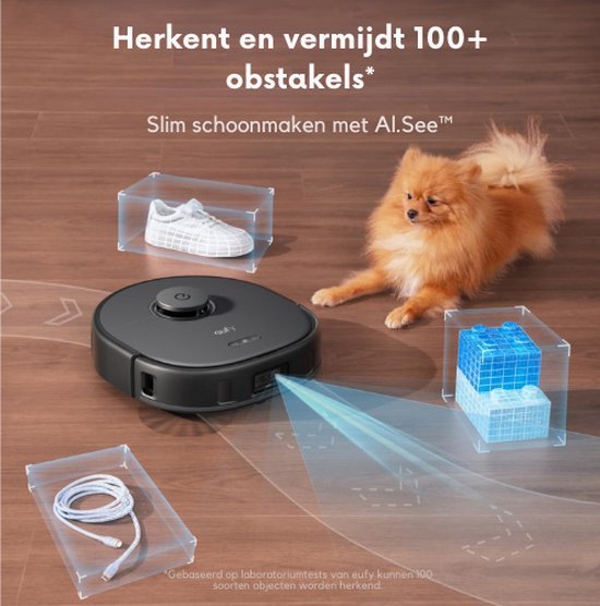eufy X10 Pro Omni Robot Stofzuiger en Mop - 8.000 Pa zuigkracht - Dubbele dweilpads met 12 mm auto-lift en tapijtdetectie - Herkent 100+ objecten voor obstakelvermijding - Alles-in-één station voor dagelijks onderhoud
