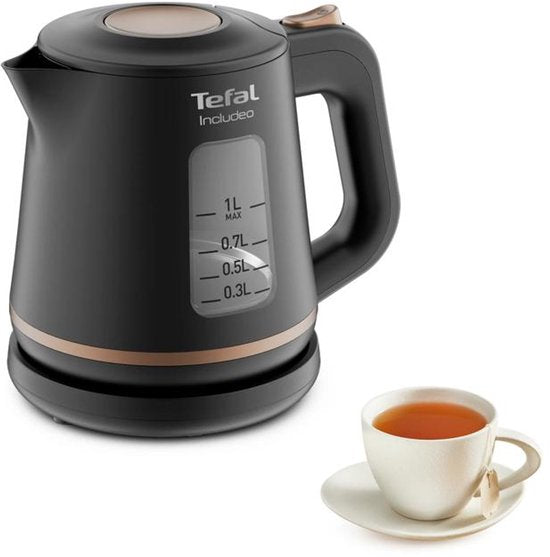 Tefal Includeo KI5338 - Waterkoker - 1L - Maataanduiding - Anti-kalkfilter - 2400W - Zwart