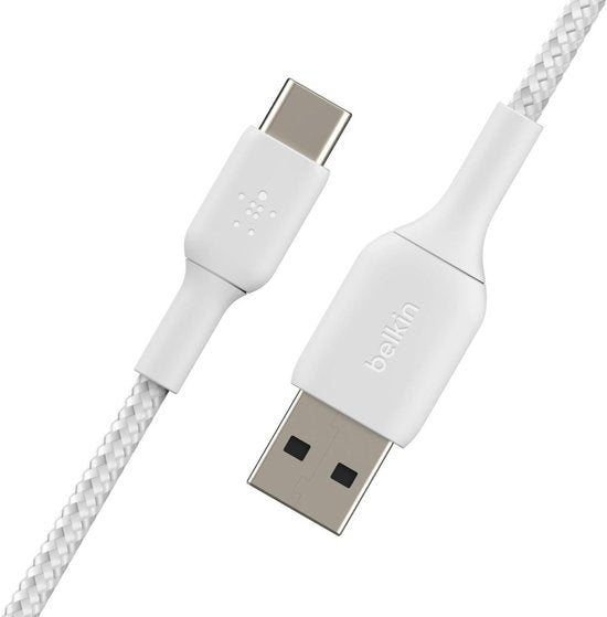 Belkin Braided USB-C naar USB kabel - 3m - wit