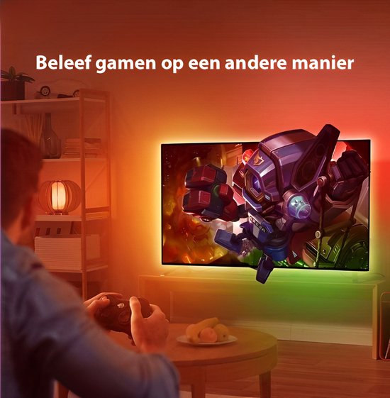 Glowinh Premium Tv Backlight- Led Verlichting - 90-100 Inch -Ambilight - Ambient Light - Led Verlichting TV - Led Strips - Led Light Strips - App Gebruik Tuya/Smartlife- Led Strips - Led Light - Gaming - Tv - Laptop - Compatibel met Alexia & Google
