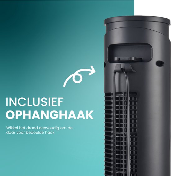 AirKing Torenventilator 117cm - Kolomventilator met Afstandsbediening - Ventilator staand met Timer - 3 Snelheidsstanden - Oscillatie & Dimbaar LED Scherm - Energiezuinig - Koelventilator voor Kamer - Zwart