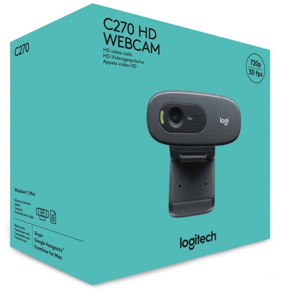 Logitech C270 - 720p HD Webcam - 3MP - Grijs