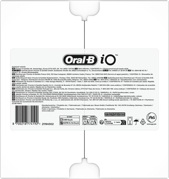 Oral-B iO Series Radiant White Zwart - 8 Stuks