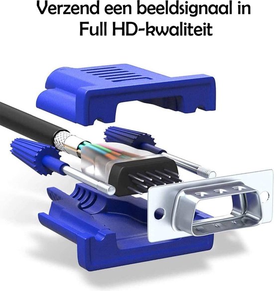 VGA naar VGA Kabel 1.5 Meter - VGA VGA Kabel - VGA naar VGA Converter Kabel 1080p HD Kwaliteit - Blauw