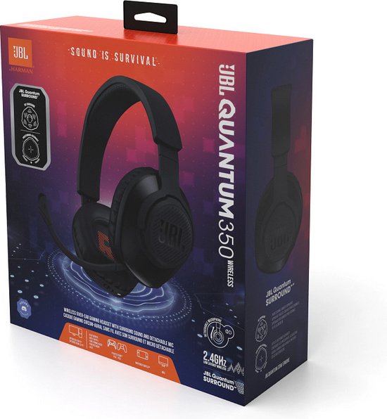 JBL Quantum 350 Wireless - Draadloze Gaming Headset - 2.4GHz USB Dongle - Lage Latency - Over-ear met Afneembare Microfoon - 22 uur batterij - JBL Quantum Engine Software - Zwart
