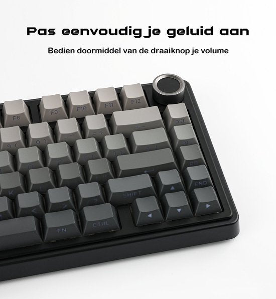EPOMAKER x AULA F75 - Zwart/Grijs - Mechanisch Draadloos Toetsenbord - RGB - 75% - QWERTY - Gaming Keyboard - Leobog Reaper Switch