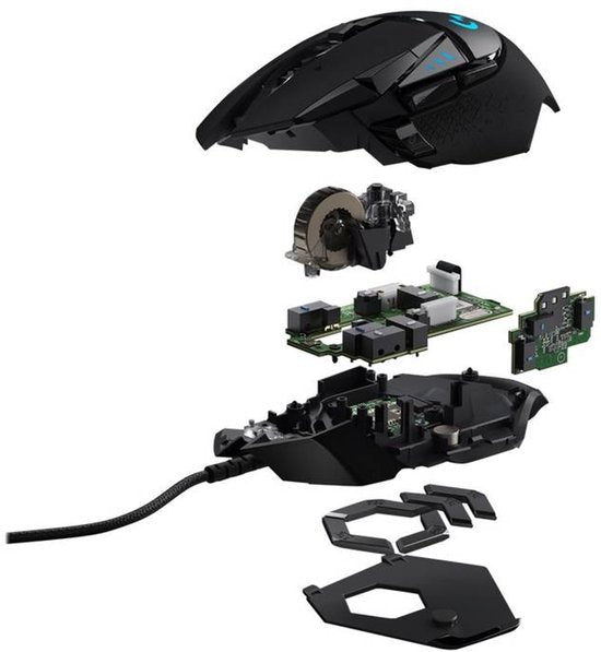 Logitech G502 HERO - Bedrade Gaming Muis - 25.600 DPI - Rechtshandig - Zwart