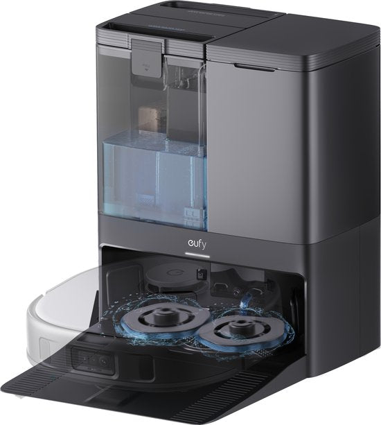 eufy X10 Pro Omni Robot Stofzuiger en Mop - 8.000 Pa zuigkracht - Dubbele dweilpads met 12 mm auto-lift en tapijtdetectie - Herkent 100+ objecten voor obstakelvermijding - Alles-in-één station voor dagelijks onderhoud