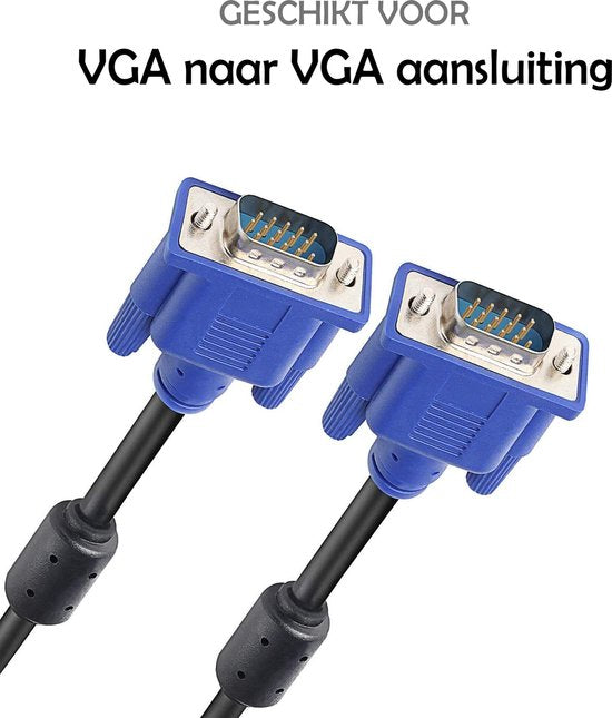 VGA naar VGA Kabel 1.5 Meter - VGA VGA Kabel - VGA naar VGA Converter Kabel 1080p HD Kwaliteit - Blauw