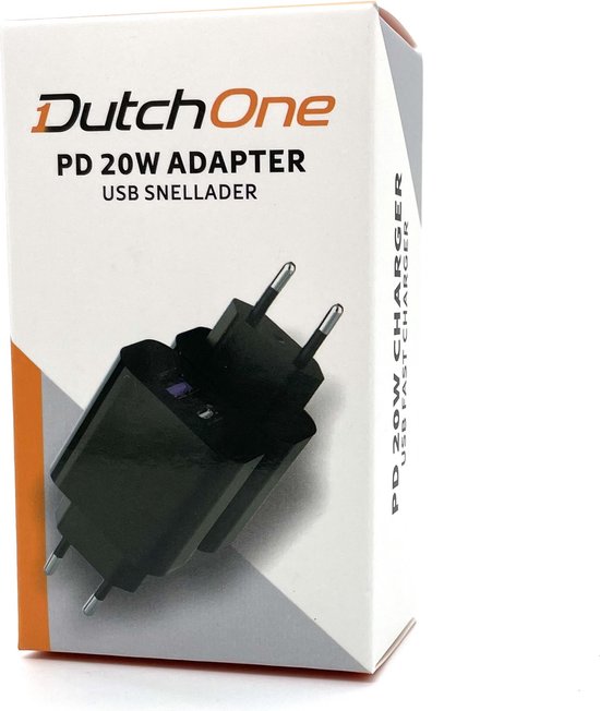 DutchOne USB C Adapter 20W - USB C Oplader - Adapter USB C - Oplader USB C - USB C Lader - USB Stekker - Snellader USB C - USB A Adapter - USBC lader