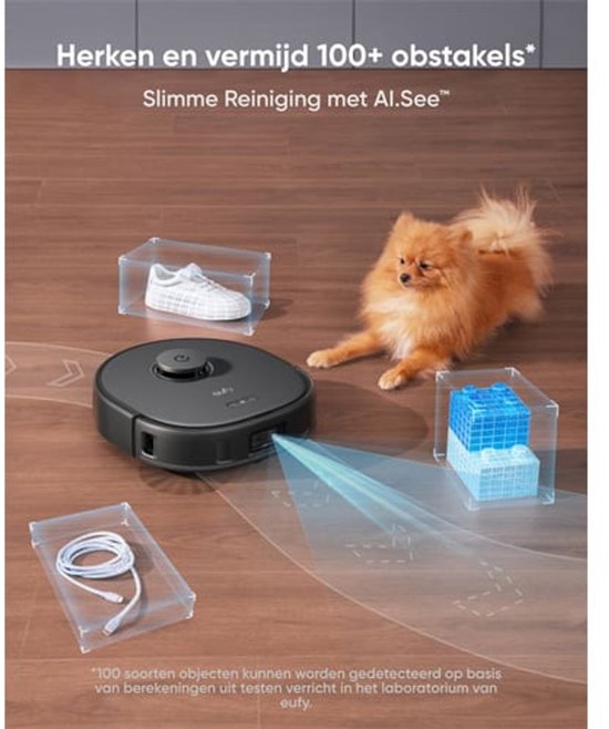 eufy X10 Pro Omni Robot Stofzuiger en Mop - 8.000 Pa zuigkracht - Dubbele dweilpads met 12 mm auto-lift en tapijtdetectie - Herkent 100+ objecten voor obstakelvermijding - Alles-in-één station voor dagelijks onderhoud