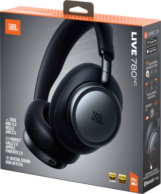 JBL Live 780NC - NIEUW - Draadloze Noise Cancelling Koptelefoon - Bluetooth Over-Ear - 80 uur batterij - Hi-Res Audio - Multipoint - JBL Signature Sound - Zwart