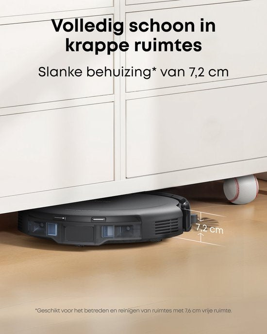 eufy Auto-Empty C10 - Slanke behuizing van 7,2cm - Tapijtreiniger - Edge expansion borstel - Automatisch legen - Point laser en multi-infrarood navigatie