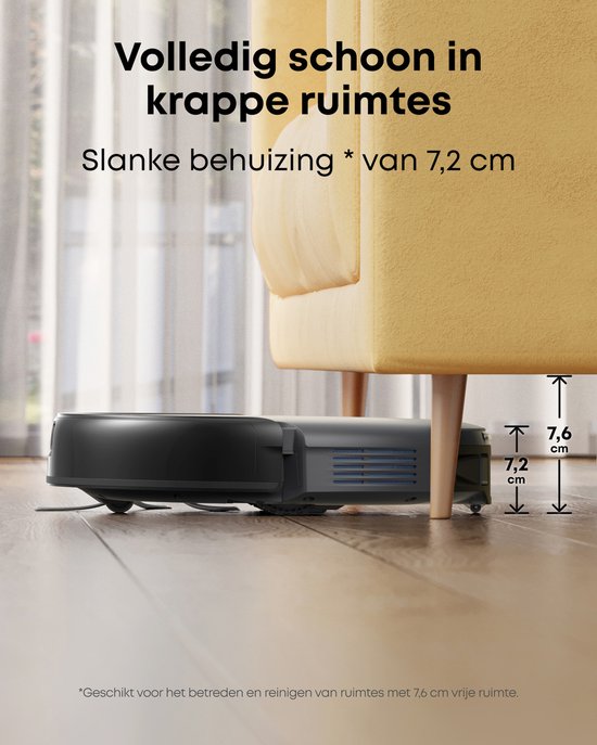 eufy Auto-Empty C10 - Slanke behuizing van 7,2cm - Tapijtreiniger - Edge expansion borstel - Automatisch legen - Point laser en multi-infrarood navigatie