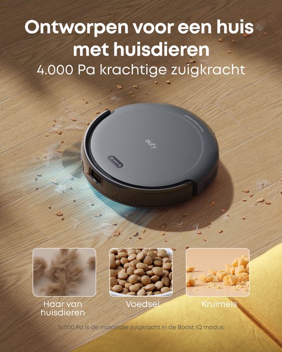 eufy Auto-Empty C10 - Slanke behuizing van 7,2cm - Tapijtreiniger - Edge expansion borstel - Automatisch legen - Point laser en multi-infrarood navigatie