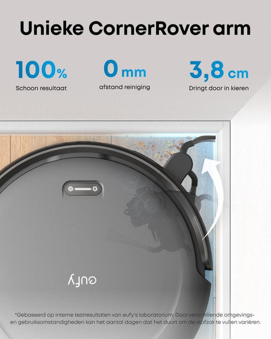 eufy Auto-Empty C10 - Slanke behuizing van 7,2cm - Tapijtreiniger - Edge expansion borstel - Automatisch legen - Point laser en multi-infrarood navigatie