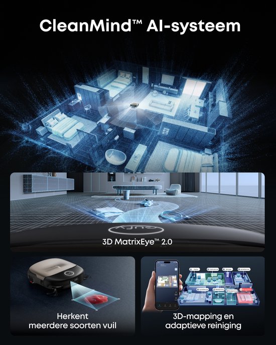 eufy S2 Nieuw 2026 Stofzuiger- en Dweilrobot HydroJet - 30kPa AeroTurbo™ 2.0-Zuigkracht - Vloerreinigingssysteem 2.0 - EcoClean™ Elektrolyse - Randreiniging - Haarvrije DuoSpiral™ Borstels - 12-in-1 UniClean™ Station