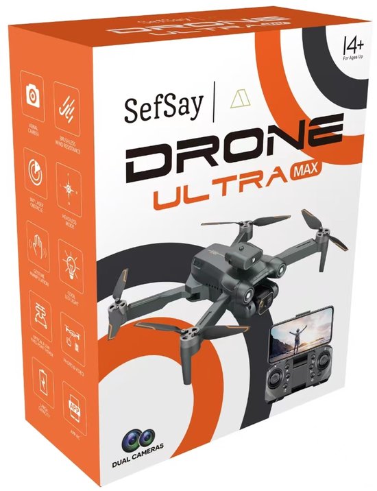 SefSay Ultra Max Drone - Drone met dubbele ESC HD camera - Obstakel Ontwijking - Borstelloze motoren - 3 batterijen en een opbergtas - Geschikt voor kinderen en volwassenen