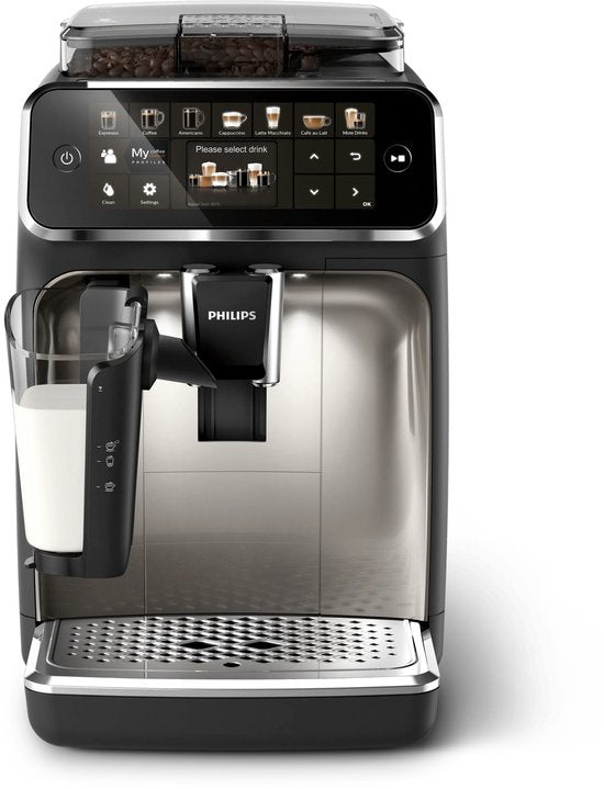 Philips 5400 Series - Espressomachine - 12 Verschillende Dranken - LatteGo Melksysteem - Keramische molen - AquaClean Filter - Volautomatisch - Zwart & Zilver - Koffiemachine met bonen - EP5447/90