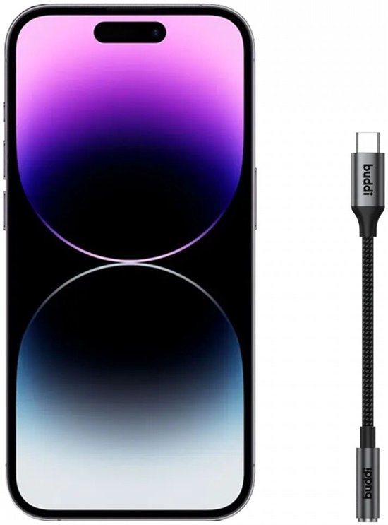 Buddi Ease | 3.5mm Headset Jack naar USB-C Adapter | USB - C naar Aux | Aux Audio Kabel | DAC Chip | Verloopstuk Koptelefoon en Oortjes | Koppelstuk | Tussenstuk | Converter | 16Bit/48kHz | Zwart